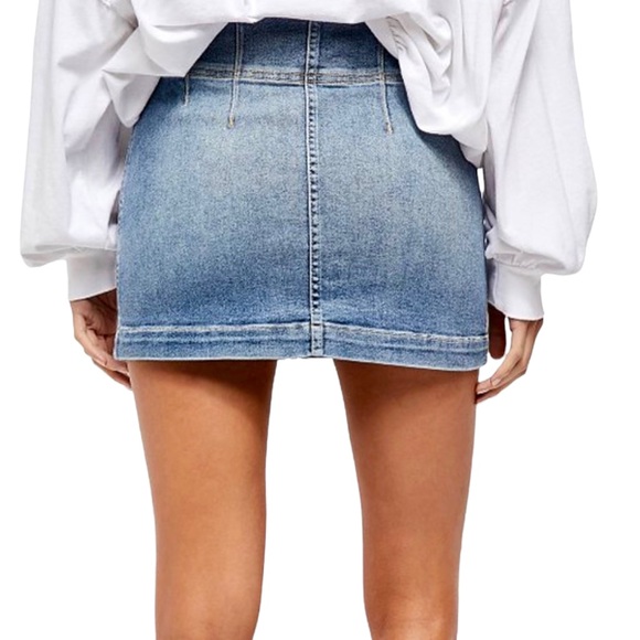 We The Free | Free People Denim Indigo Blue Virgo Mini Skirt Size 30 - Picture 5 of 13